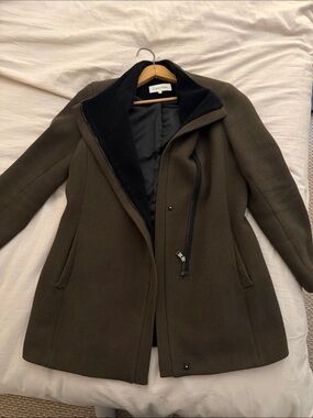 Calvin Klein Olive Green Wool Blend Pea Coat